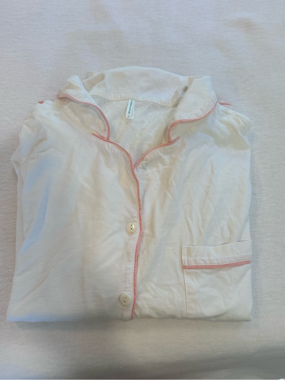 Gooseberry white pajama set with pink trim